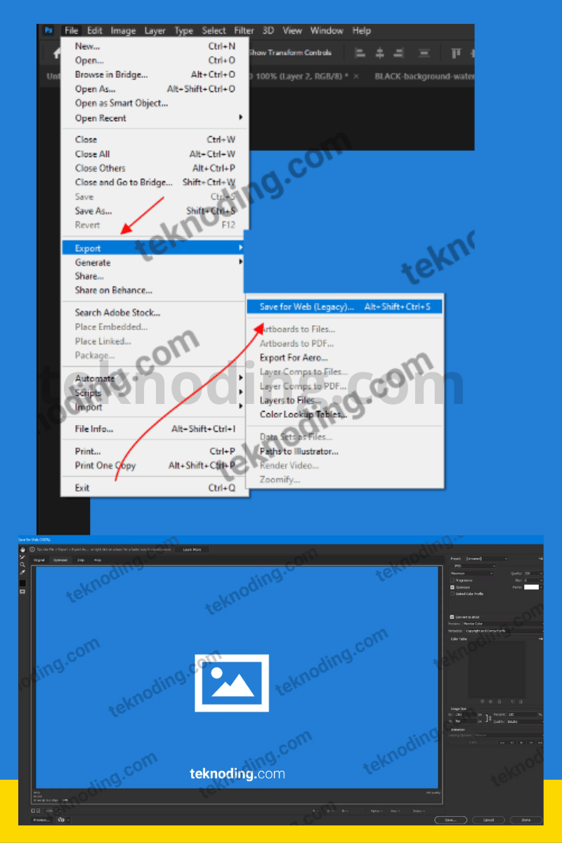how to export in photoshop jpg png
