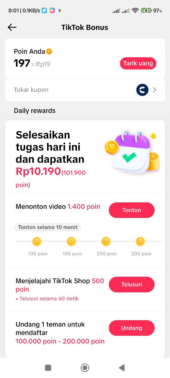 cara mendapatkan poin di tiktok dengan menonton video