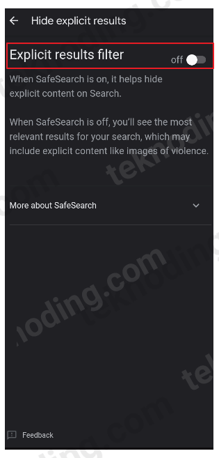 cara menonaktifkan safesearch google terkunci di hp