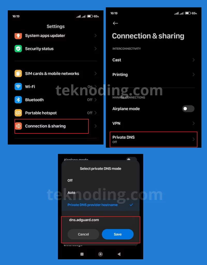 cara setting private dns xiaomi miui 14 11 12 13