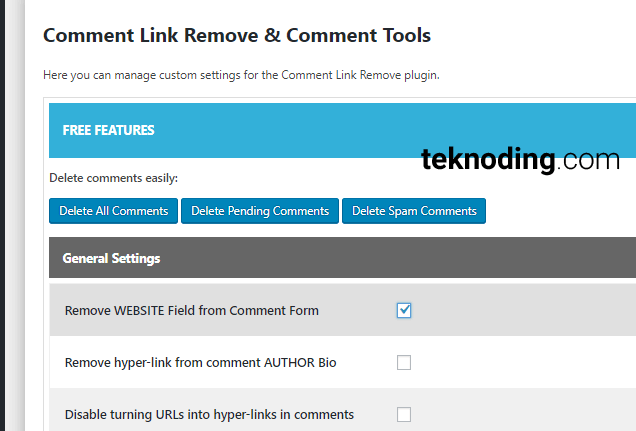 plugin comment link remove comment tools remove website field from comment form