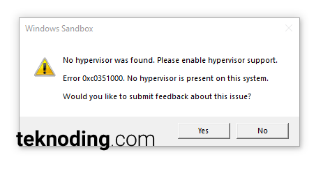 No hypervisor was found please enable hypervisor support error 0xc0351000