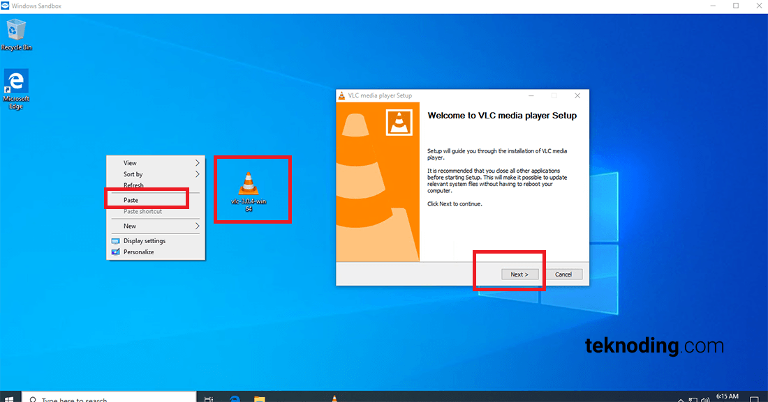 Menginstall program di Windows 10 Sandbox
