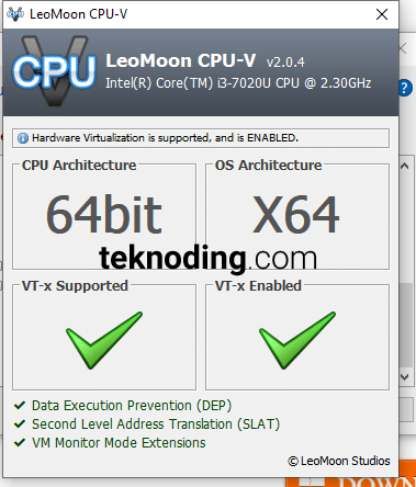 software mengecek dukungan support vtx virtualization leomoon cpu v pc komputer windows 10