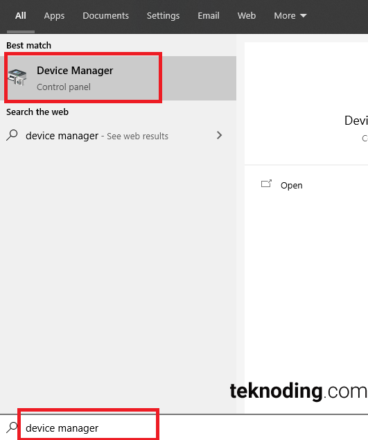 Device Manager Windows Search 10