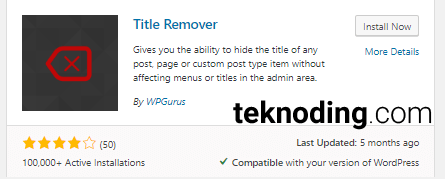 Title Remover Plugin WordPress