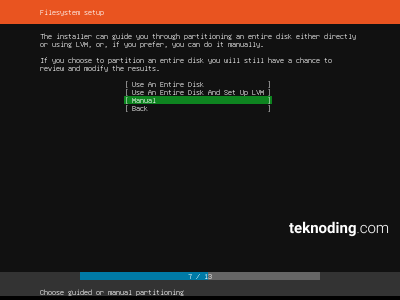 Filesystem setup instalasi ubuntu server