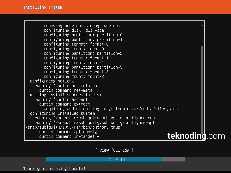 Installing system instalasi ubuntu server