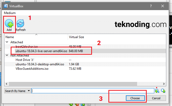 Add file ISO Ubuntu Server virtualbox