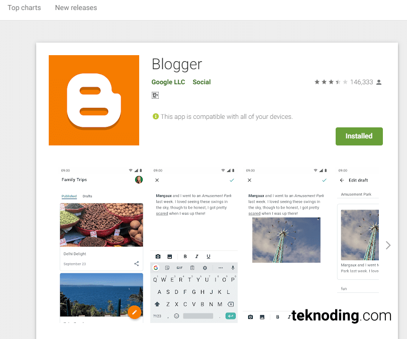 Aplikasi Blogger Blogspot di Google Play Store Android 