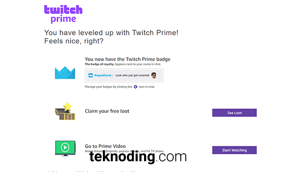 You have leveled up with akun Twitch Prime aktif berhasil gratis didapatkan
