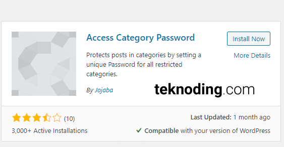 Access Category Password plugin wordpress