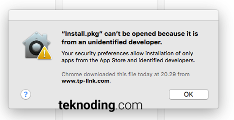 "Install.pkg" can't be opened because it is from an unidentified developer App Store Mac OS.