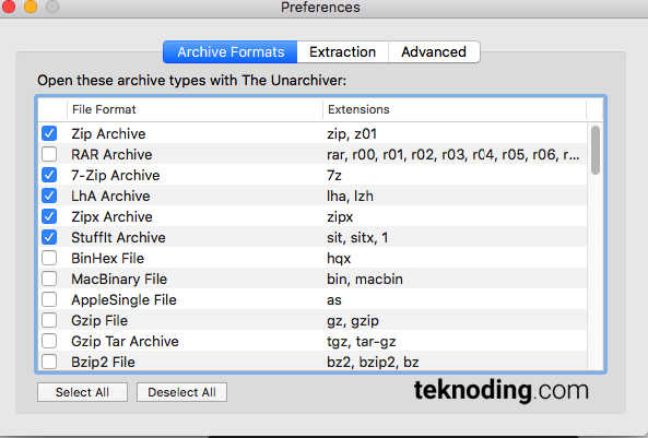 Aplikasi The Unarchiver di Mac OS X