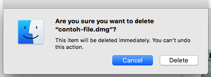 Are you sure want to delete file permanent ? mac os x