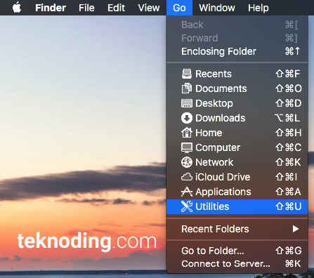 cara buka terminal macbook lewat menu bar finder