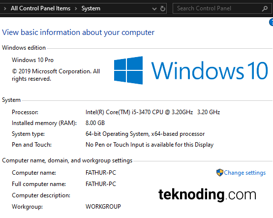 cara mengetahui spesifikasi laptop pc windows 10