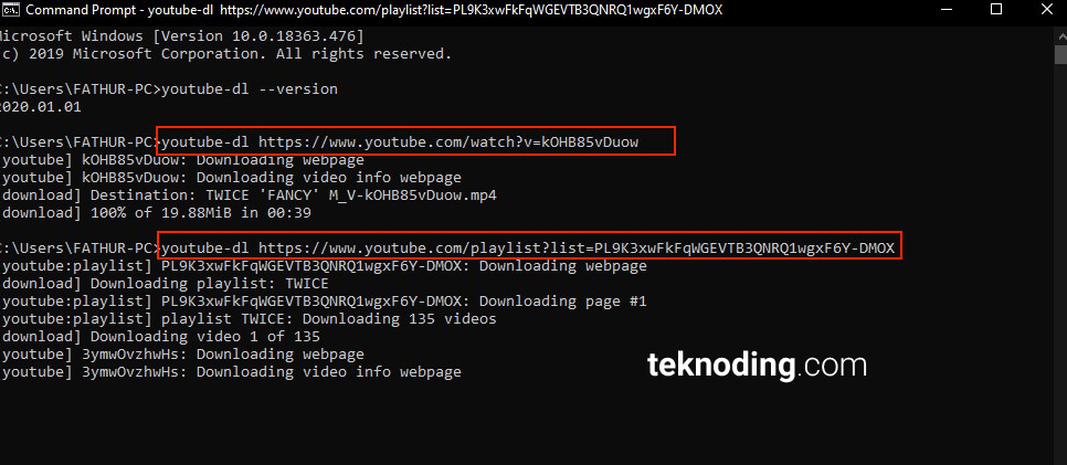 Download Playlist Video Youtube via CMD command prompt windows 10