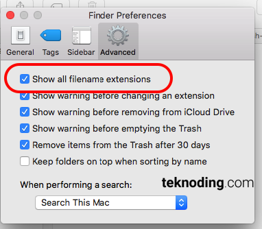 Show all filename extensions mac os x
