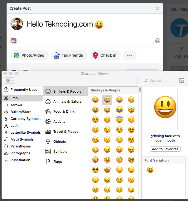 Menambahkan Emoji di Status Facebook mac os x macbook imac