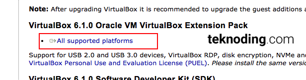 Link download VirtualBox Extension Pack