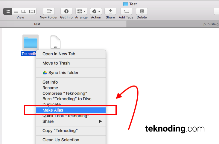 Buat Alias / Shortcut folder file mac os x macbook imac