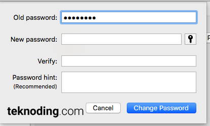 mengubah mengganti change password di Mac OS X