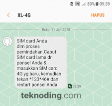 SMS dari XL-4G untuk ugprade kartu xl 3g ke 4g tanpa ganti nomor