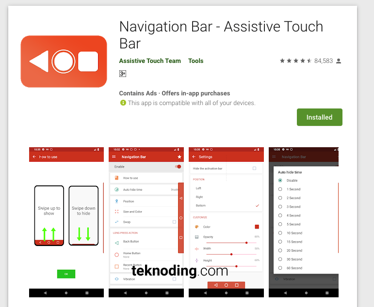 download aplikasi pengganti tombol navigasi home back kembali recent navigation bar di google play store android