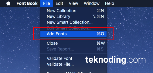 cara menginstall font di macbook mac os lewat  aplikasi font book 
