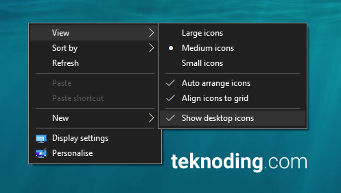 menghilangkan menampilkan icon recycle bin desktop windows 10