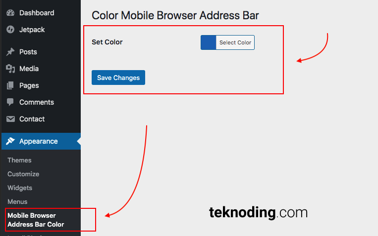 cara mengganti warna address bar menggunakan plugin wordpress