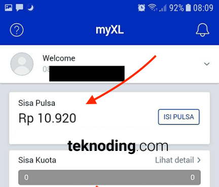Sisa Pulsa XL di Aplikasi myXL HP Android