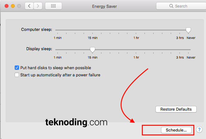Energy Saver > Schedule macbook mac os x
