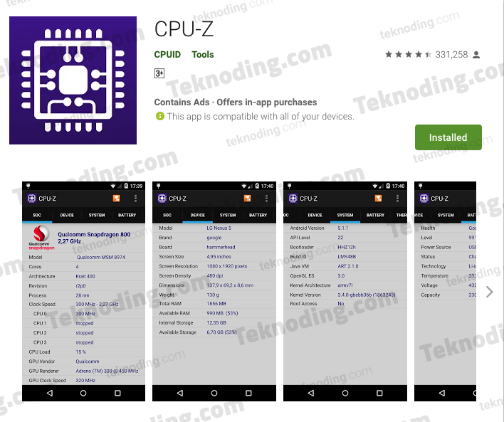 aplikasi melihat spesifikasi hp cpuz android, cara cek tipe hp samsung