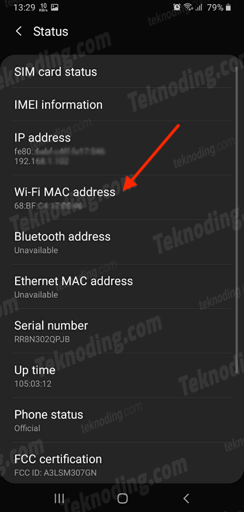 cara melihat mac address hp samsung android
