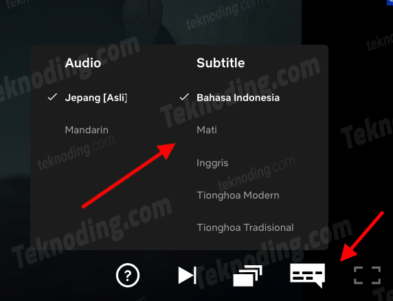 cara menampilkan subtitle bahasa indonesia di netflix