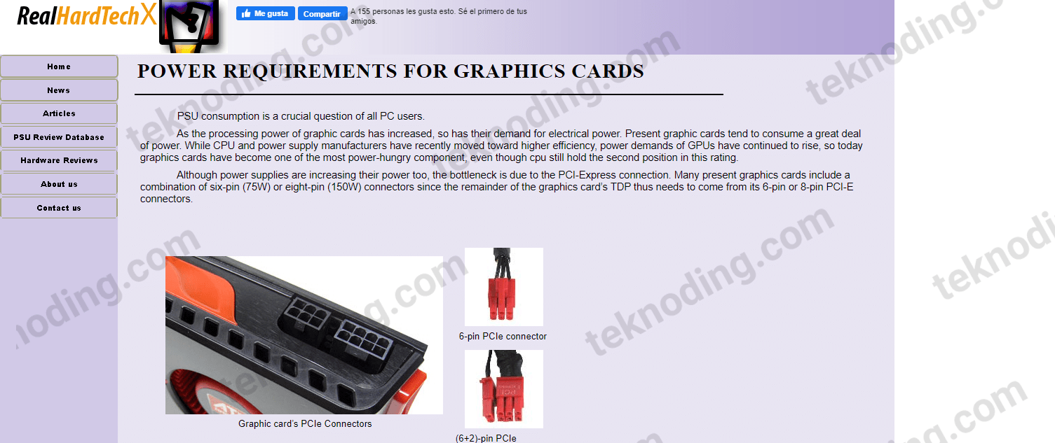 situs web yang menampilkan kebutuhan konsumsi daya vga card