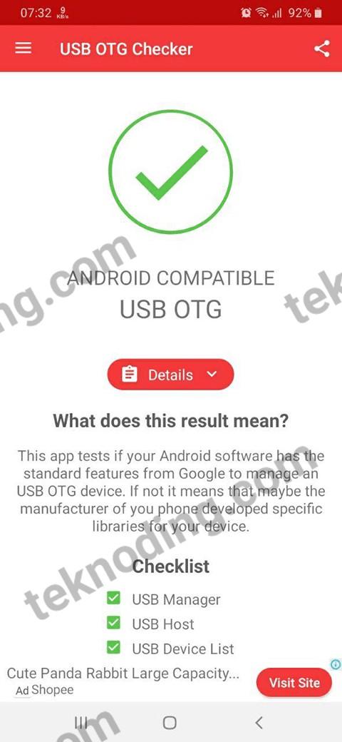 cara cek android support otg
