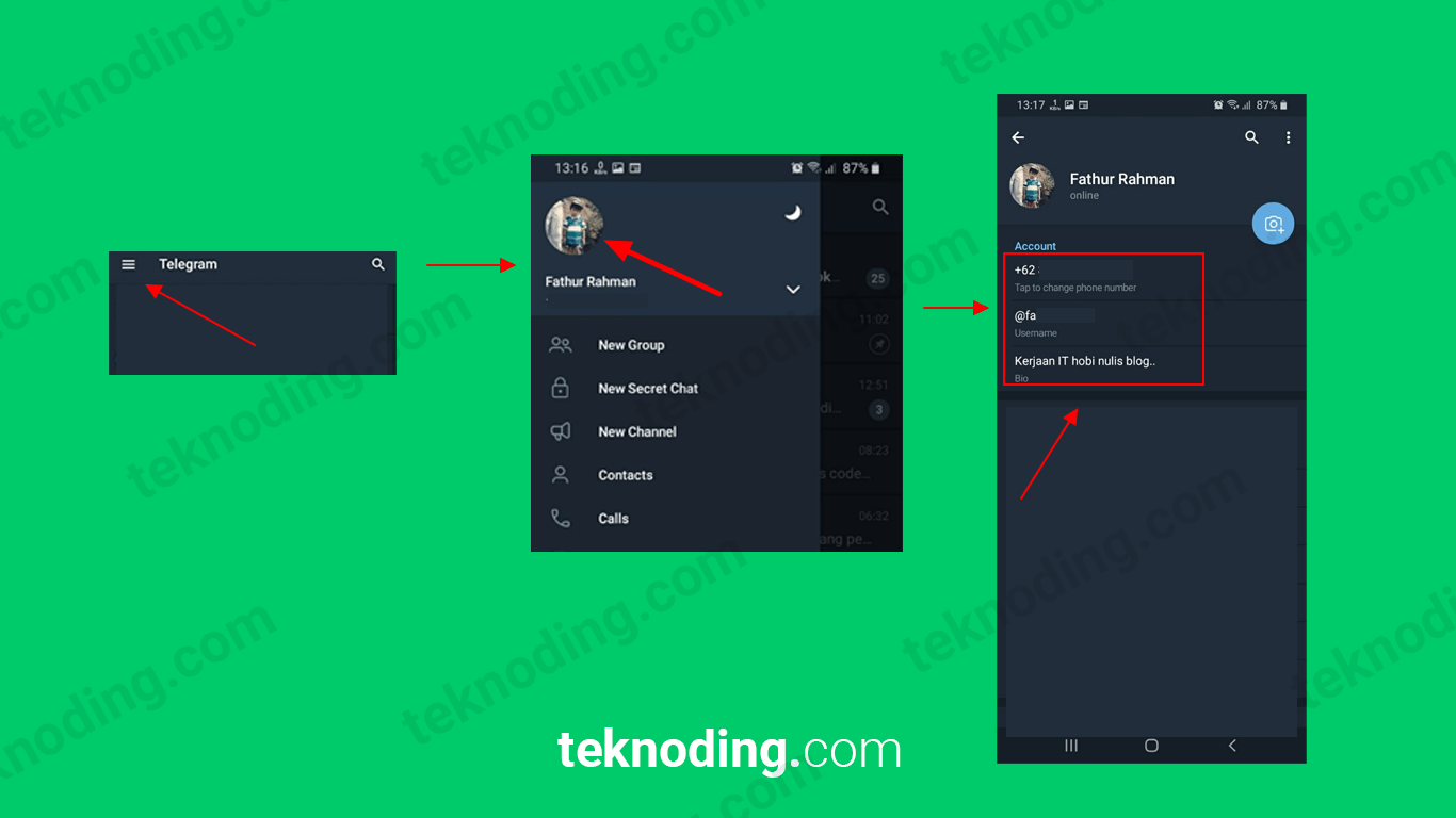 Cara edit profil akun telegram di hp android
