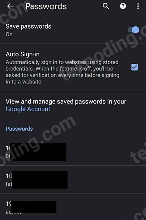 cara melihat password yang tersimpan di google chrome android	