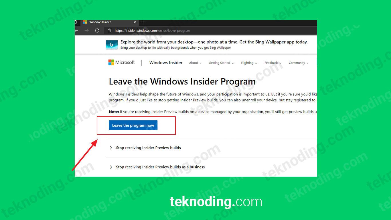 cara berhenti dari program windows insider di windows 10