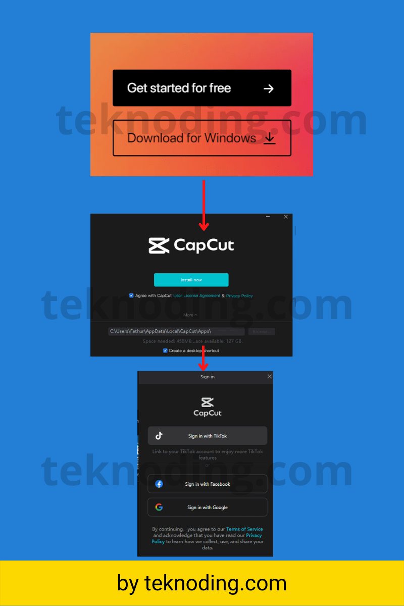 cara download aplikasi capcut di laptop gratis offline tanpa emulator watermark