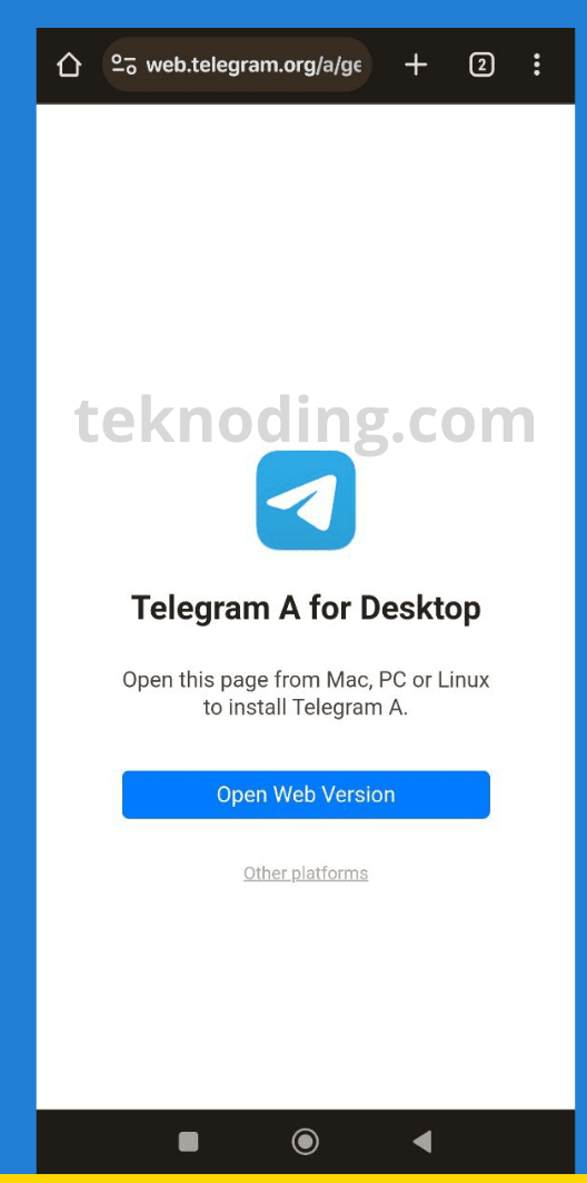 cara login telegram web di hp