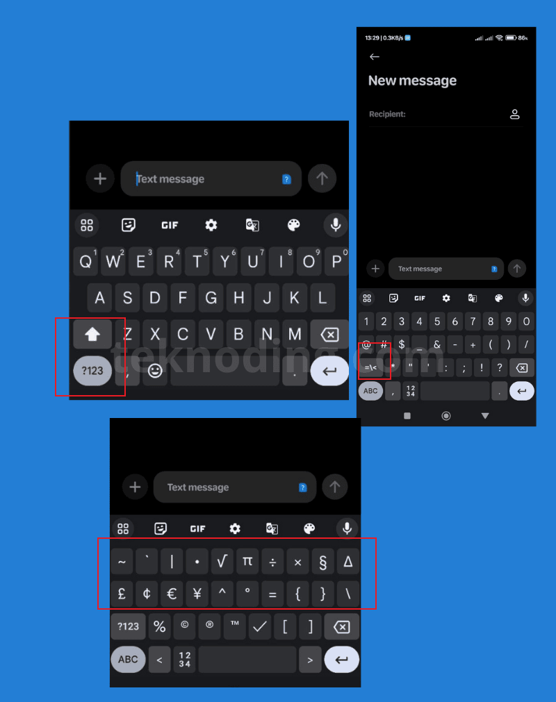 cara membuat simbol akar di keyboard android hp