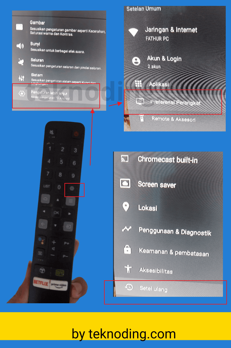 cara reset ulang tv tcl android
