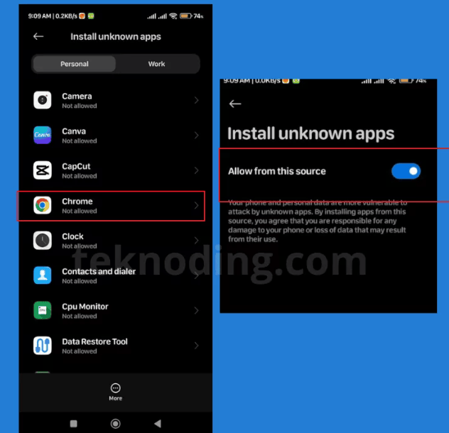 enable disable install from unknown sources xiaomi