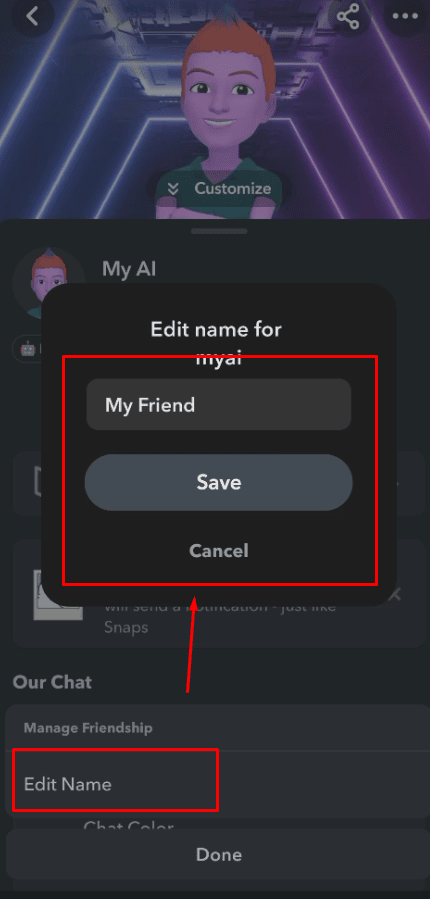 how to change someones name on snapchat ios