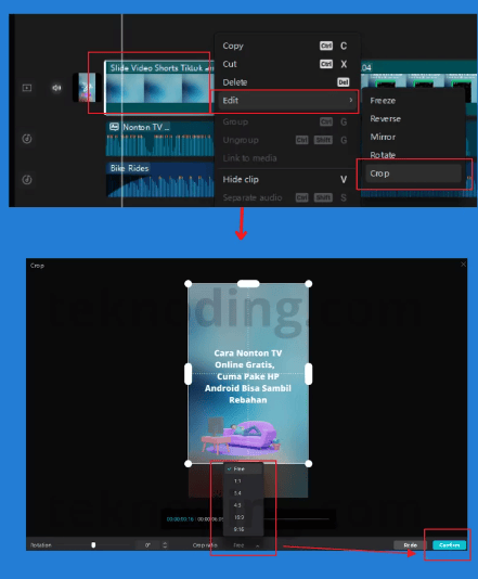 how to crop video size in capcut pc
