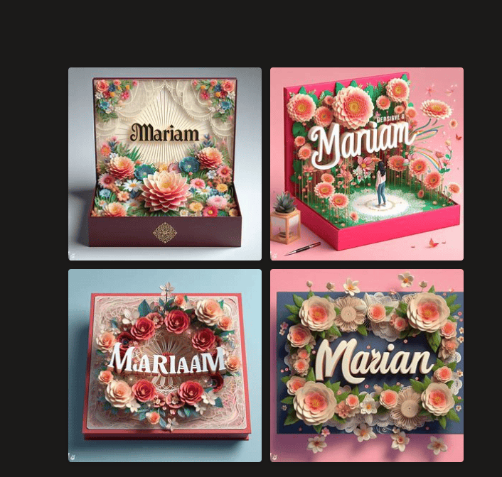 pop up 3d animasi nama background bunga cantik nama mariam